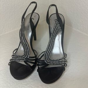 Black Rhinestone Platform Slingback heels 8.5